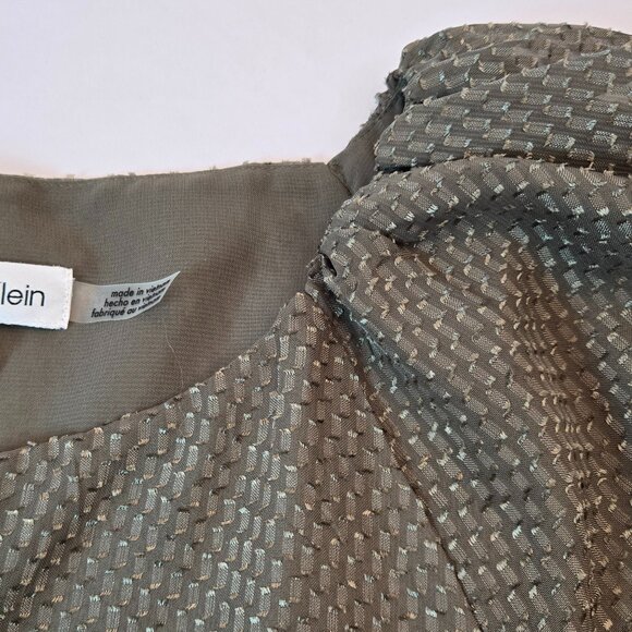 CALVIN KLEIN Women's Lantern Sleeve Clip Chiffon Blouse Sz: L   Green - Picture 7 of 13